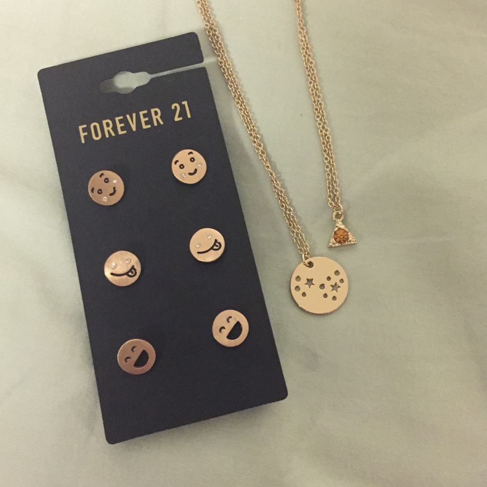 Emoji earrings Scorpio and topaz necklace